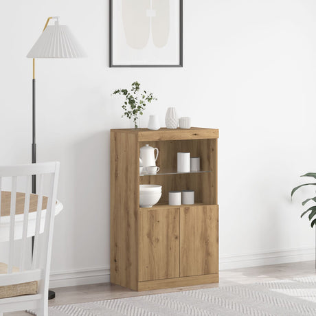 Sideboard With Led Lights Artisan Oak 60X37X100 Cm