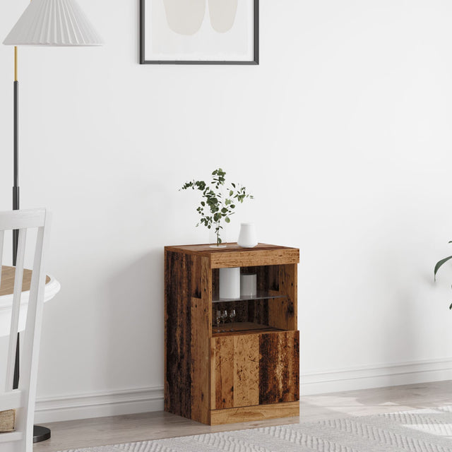 Sideboard With Led Lights Old Wood 41X37X67 Cm