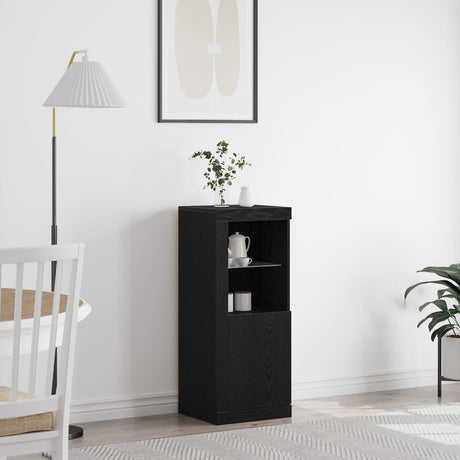 Sideboard With Led Lights Black Oak 41X37X100 Cm