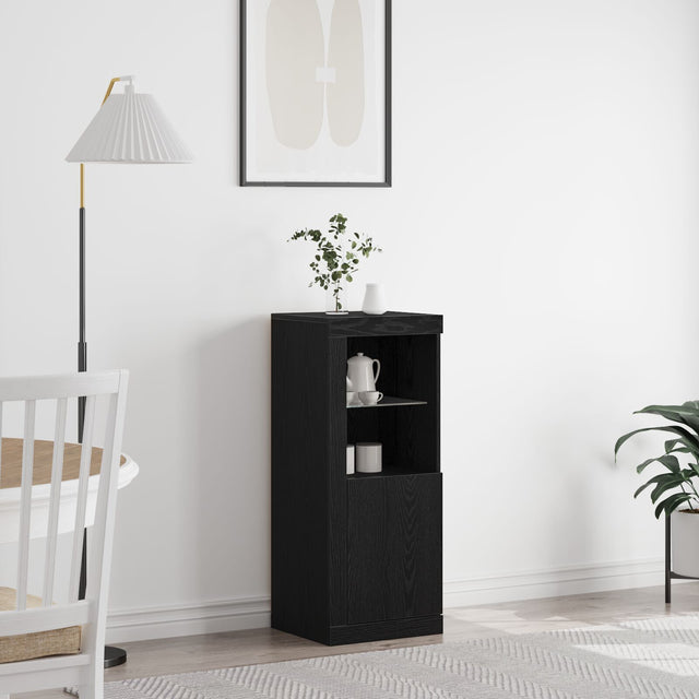 Sideboard With Led Lights Black Oak 41X37X100 Cm