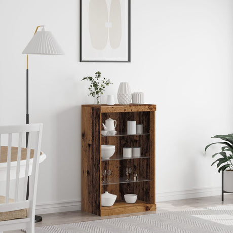 Sideboard With Led Lights Old Wood 60,5X37X100 Cm