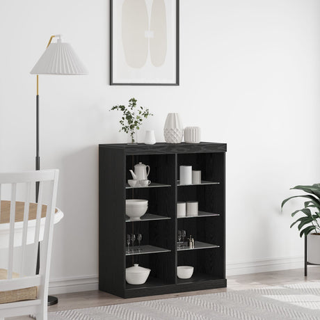 Sideboard With Led Lights Black Oak 41X37X100 Cm
