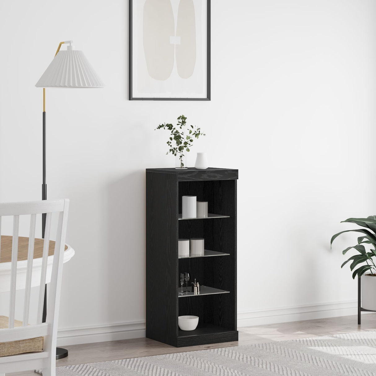 Sideboard With Led Lights Black Oak 41X37X100 Cm