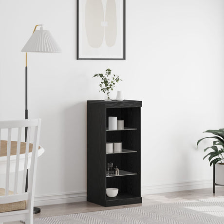 Sideboard With Led Lights Black Oak 41X37X100 Cm