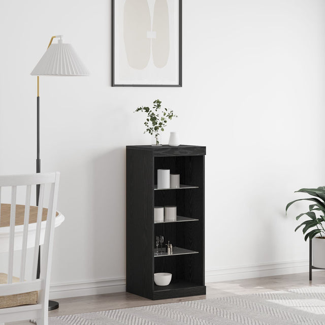 Sideboard With Led Lights Black Oak 41X37X100 Cm