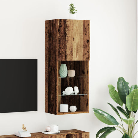 Tv Cabinet With Led Lights Old Wood 40,5X30X102 Cm
