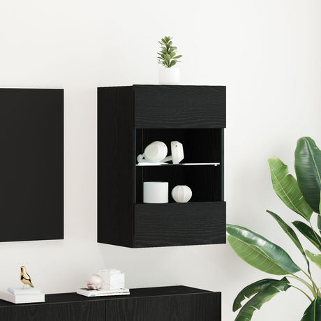 Led Tv Cabinet Black Oak 40X30X60,5Cm Cm Engineered Wood