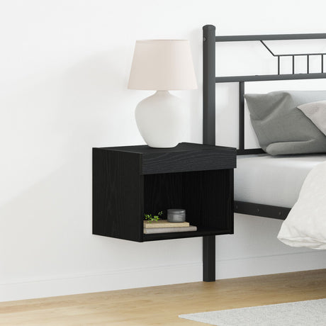 Wall Cabinets With Led Lights 2 Pcs Black Oak 40X30X30 Cm