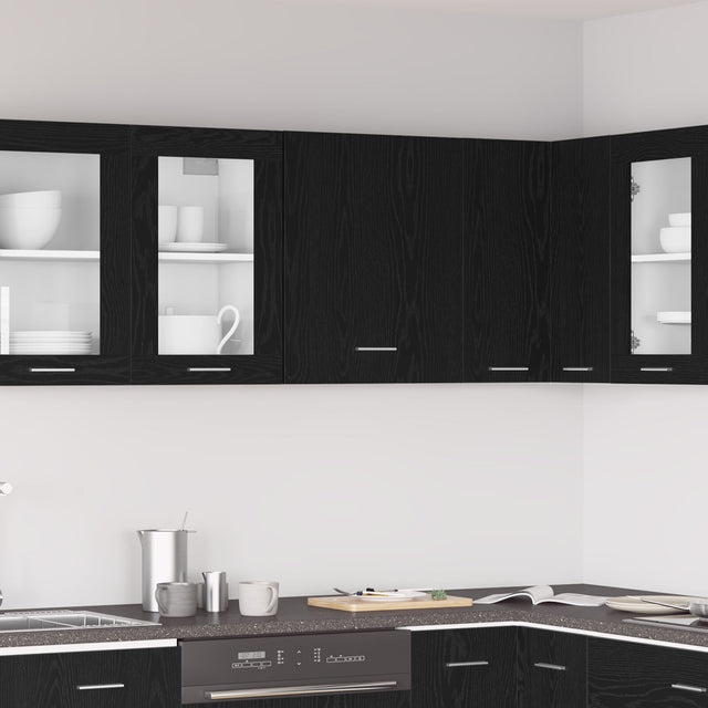 Black Oak Hanging Cabinet 50X31X60 Cm Made From Engineered Wood