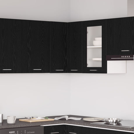 Hanging Corner Cabinet - Black Oak - 57X57X60 Cm - Made From Engineered Wood