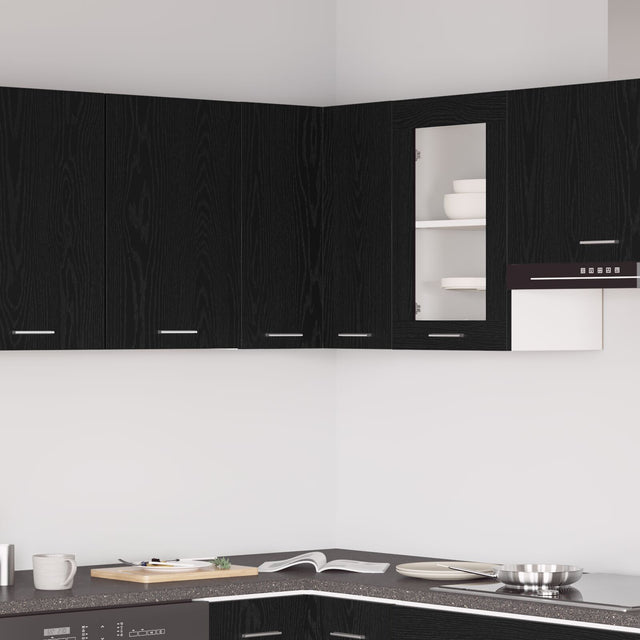 Hanging Corner Cabinet - Black Oak - 57X57X60 Cm - Made From Engineered Wood