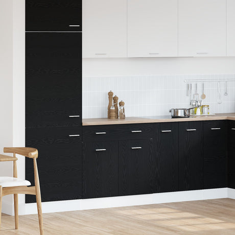 Cabinet With Drawer In Black Oak, 80X46X81.5 Cm, Made Of Engineered Wood