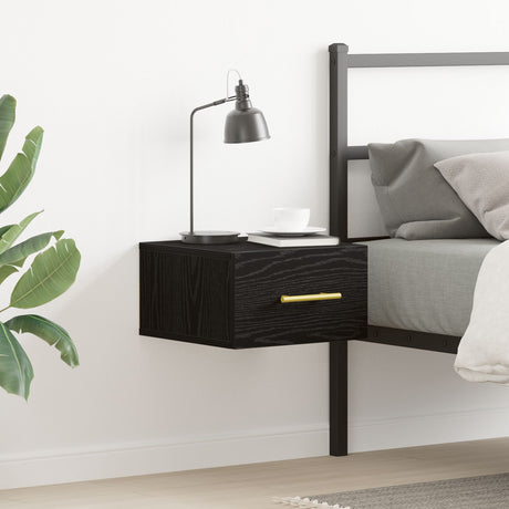 Bedside Cabinet Wall-Mounted Black Oak 35X35X20 Cm