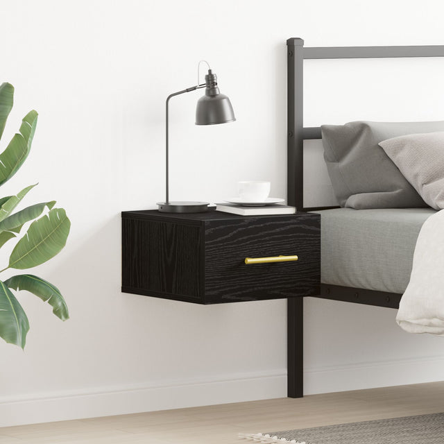 Bedside Cabinet Wall-Mounted Black Oak 35X35X20 Cm