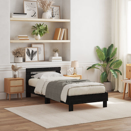 Bed Frame With Led Lights Black Oak 90X190 Cm Engineered Wood