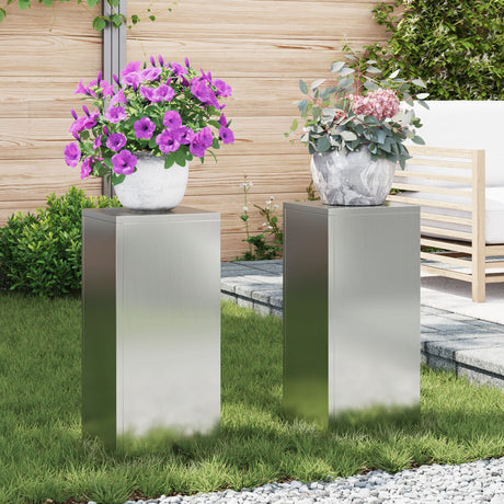 Outdoor Plant Stands Pillar 2 Pcs 24X24X35 Cm Steel