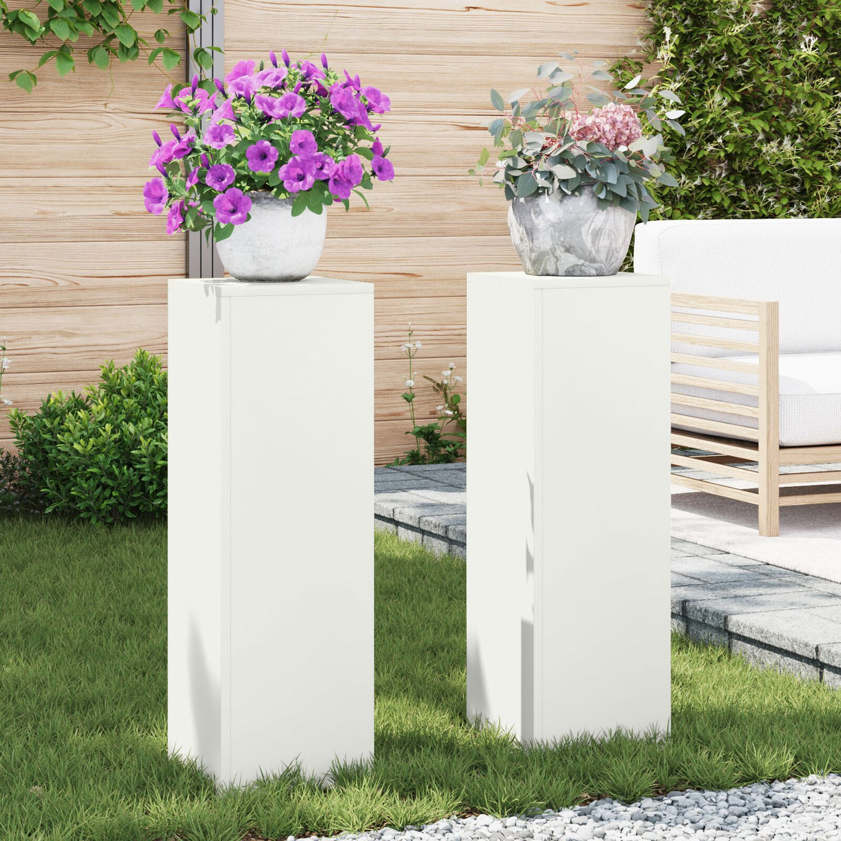 Outdoor Plant Stands Pillar 2 Pcs 24X24X35 Cm Steel
