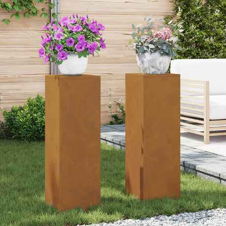 Outdoor Plant Stands Pillar 2 Pcs 24X24X35 Cm Steel