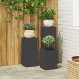 Outdoor Plant Stands Pillar 2 Pcs 24X24X35 Cm Steel