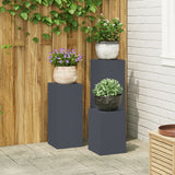 Outdoor Plant Stands Pillar 2 Pcs 24X24X35 Cm Steel