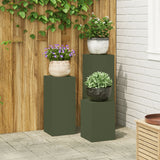 Outdoor Plant Stands Pillar 2 Pcs 24X24X35 Cm Steel