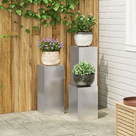 Outdoor Plant Stands Pillar 2 Pcs 24X24X35 Cm Steel