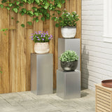 Outdoor Plant Stands Pillar 2 Pcs 24X24X35 Cm Steel
