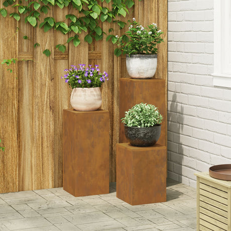 Outdoor Plant Stands Pillar 2 Pcs 24X24X35 Cm Steel