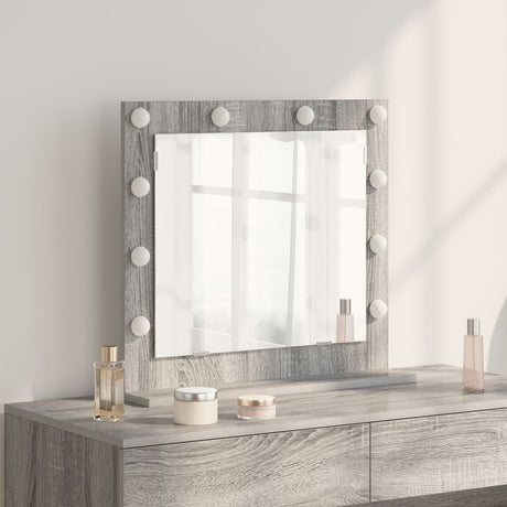Vanity Mirror With Led Lights Grey Sonoma 60X55X18 Cm