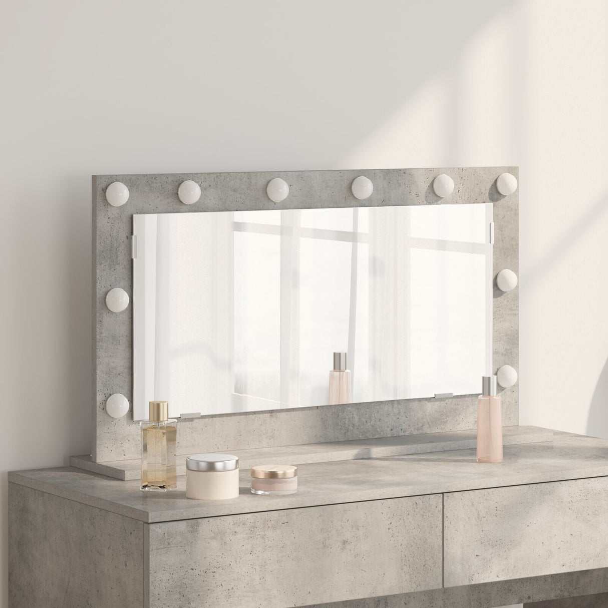 Vanity Mirror Concrete Grey Concrete 80 X 45 X 18 Cm Mirror