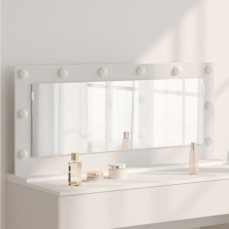 Vanity Mirror With Led Lights White 100X45X18 Cm