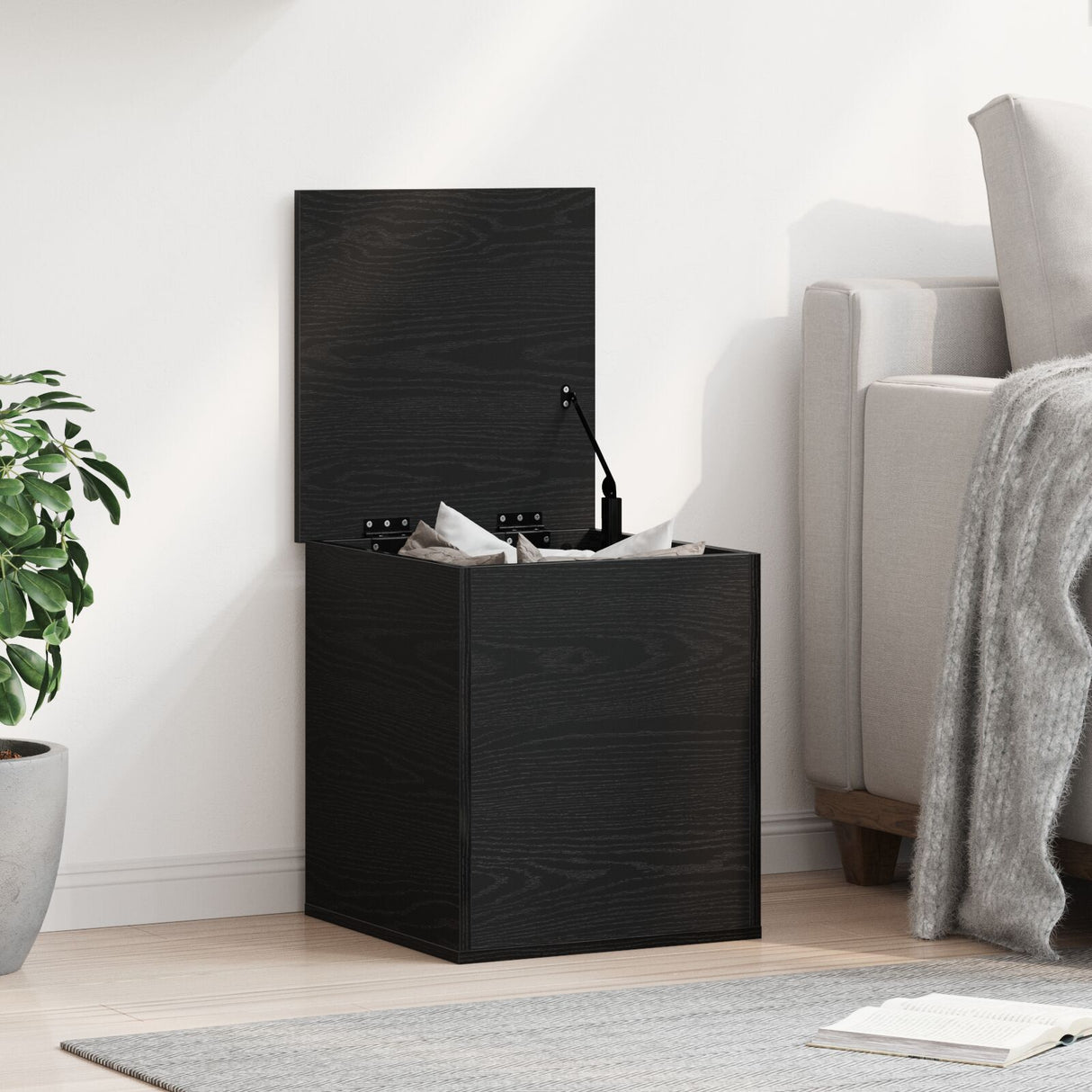 Storage Box In Black Oak - 40X42X46 Cm - Made Of Engineered Wood