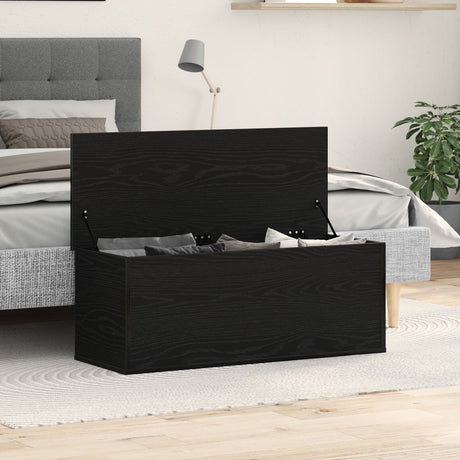 Storage Box In Black Oak - 102X35X35 Cm, Made From Engineered Wood