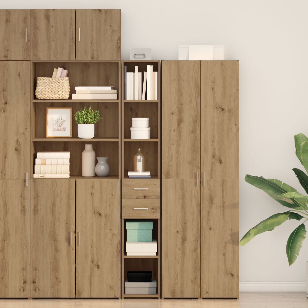 Highboard Black Oak 30X42,5X185 Cm Engineered Wood