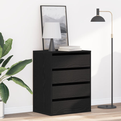 Chest Of Drawers Black Oak 60X41X76 Cm Engineered Wood