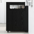 Narrow Bathroom Cabinet With Wheels Black Oak Engineered Wood
