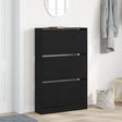 Shoe Cabinet Black Oak 80X21X125,5 Cm Engineered Wood