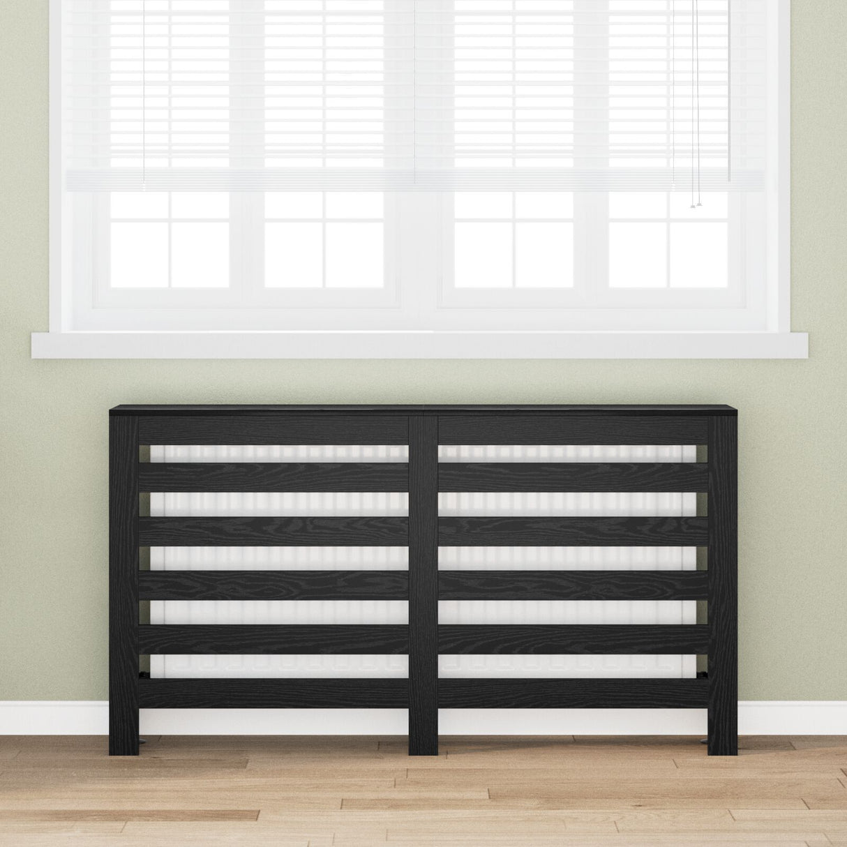 Radiator Cover Black Oak 149X20X82 Cm Engineered Wood