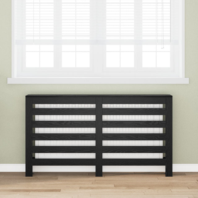 Radiator Cover Black Oak 149X20X82 Cm Engineered Wood