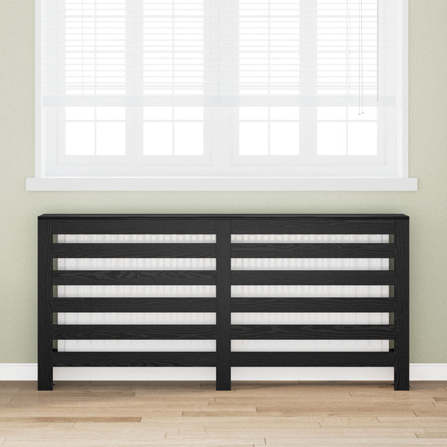 Radiator Cover Black Oak 175X20X82 Cm Engineered Wood