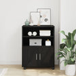 Rolling Cabinet Black Oak 60X48X81 Cm Engineered Wood