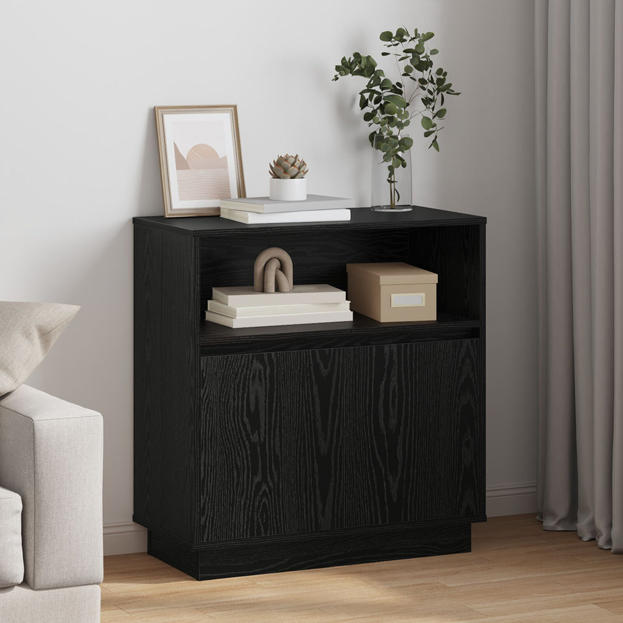 Sideboard With Led 71X34,5X75 Cm Engineered Wood