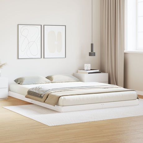 Floor Bed Frame 160X210 Cm Solid Wood Pine