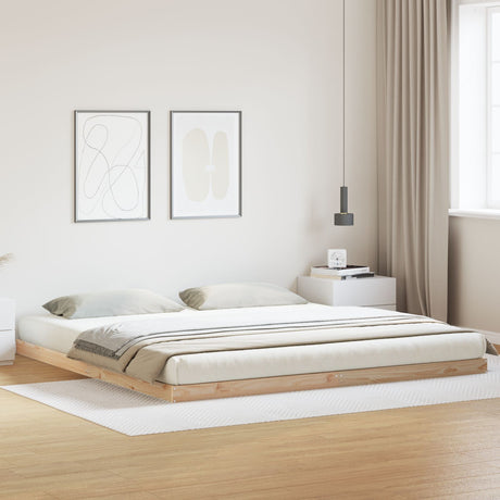 Floor Bed Frame White 200X210 Cm Solid Wood Pine