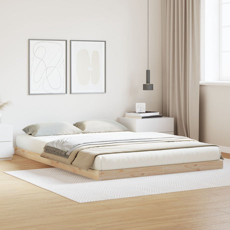 Floor Bed Frame White 140X220 Cm Solid Wood Pine