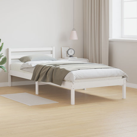 Bed Frame With Headboard White 90X220 Cm Solid Wood Pine