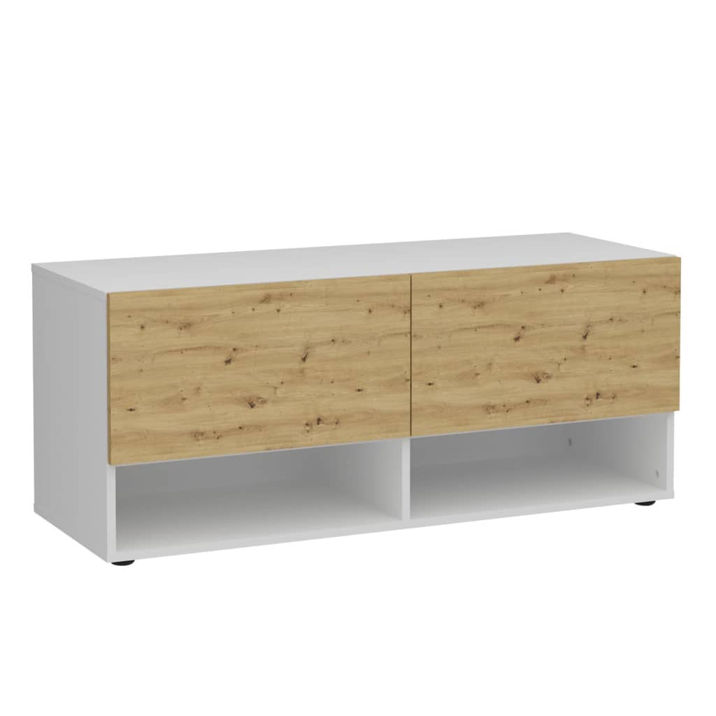 Storage Bench with 2 Drawers 108.9x41.7x46.1 cm White and Artisan Oak