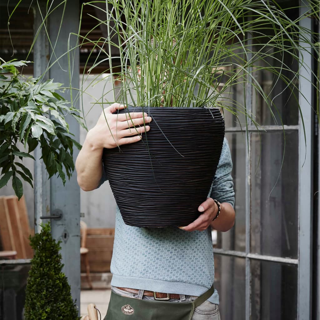 Vase Nature Rib Tapered 42x38 cm Black KBLR362