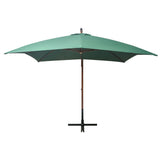 Hanging Garden Parasol 300x300 cm Wooden Pole Green