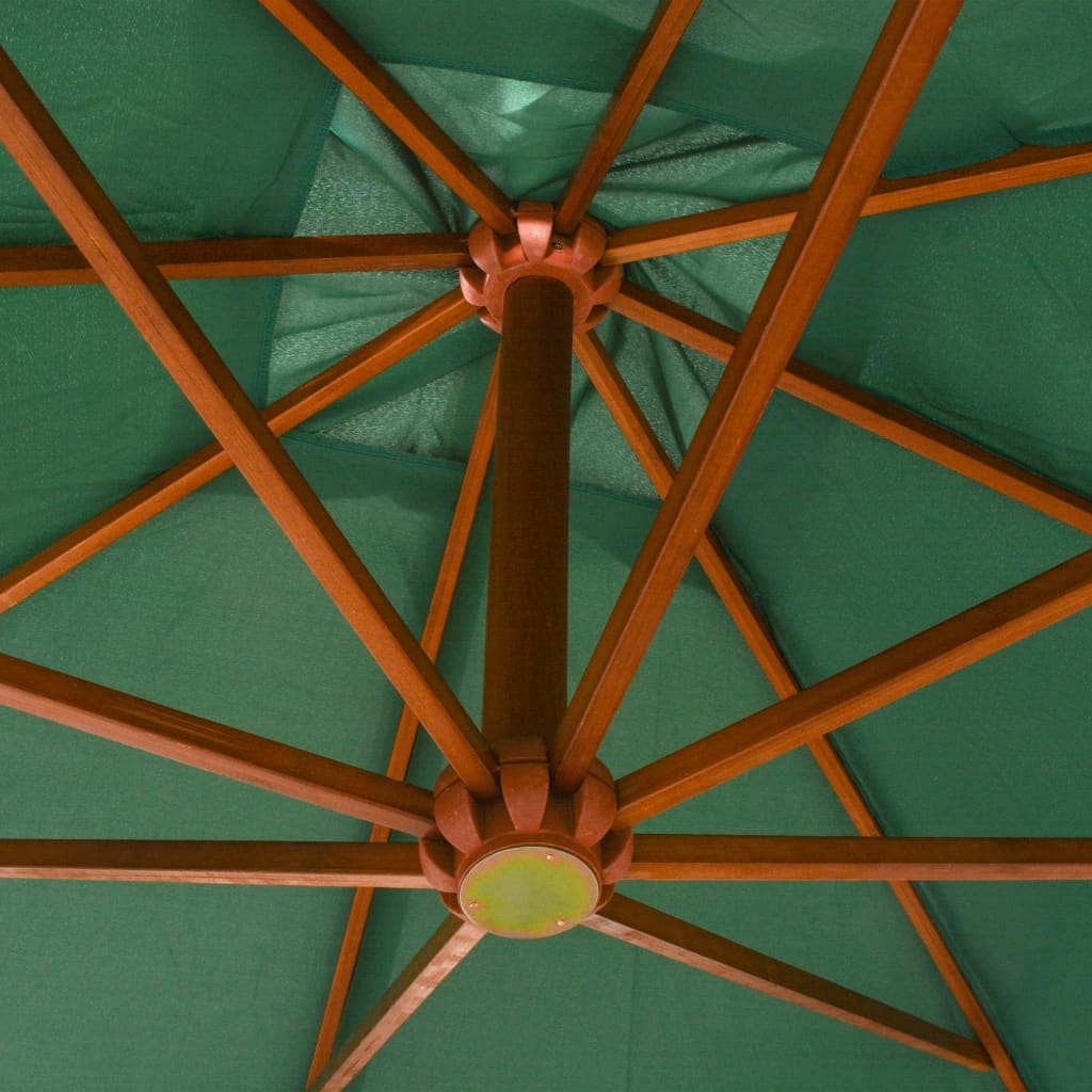 Hanging Garden Parasol 300x300 cm Wooden Pole Green